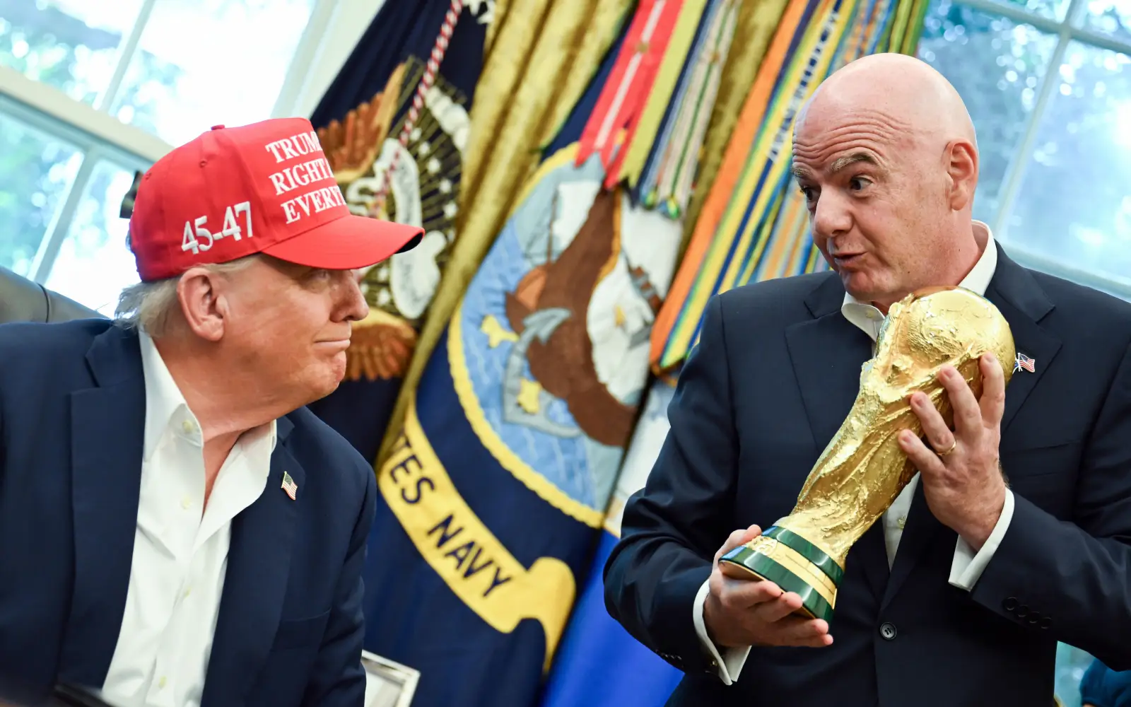 President Trump and FIFA President Gianni Infantino announce the 2026 World Cup draw at the Kennedy Center in Washington, D.C.